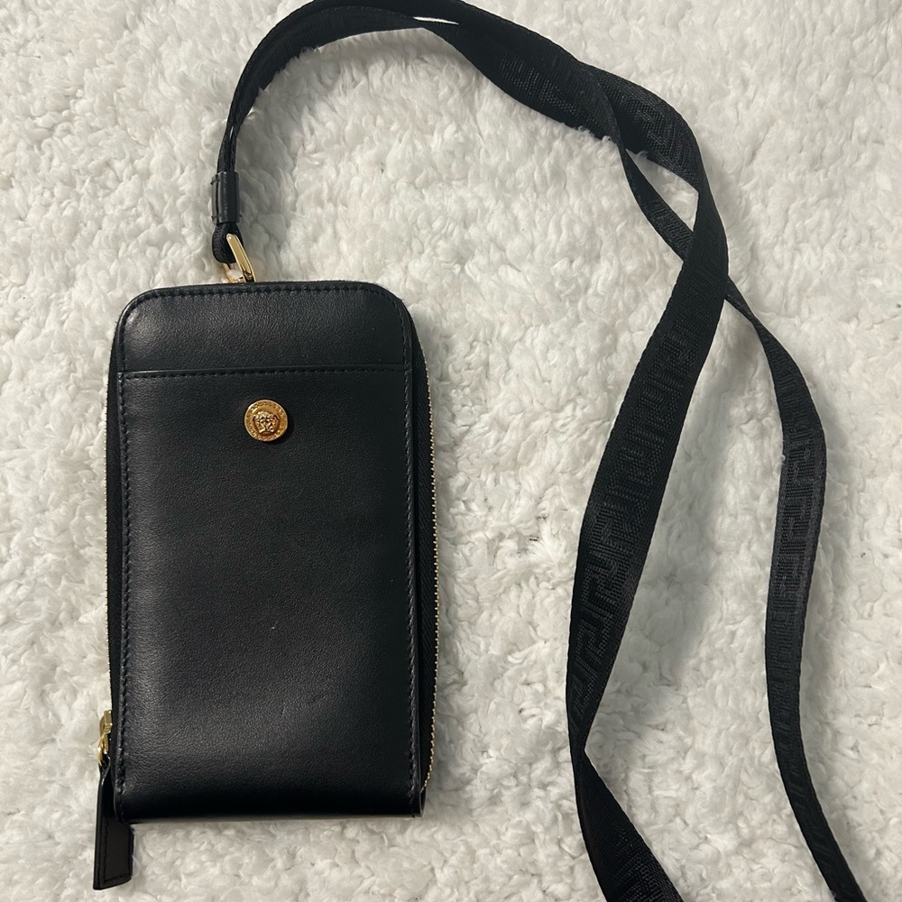 Versace Black Crossbody Pouch with Gold Emblem - Picture 1 of 4